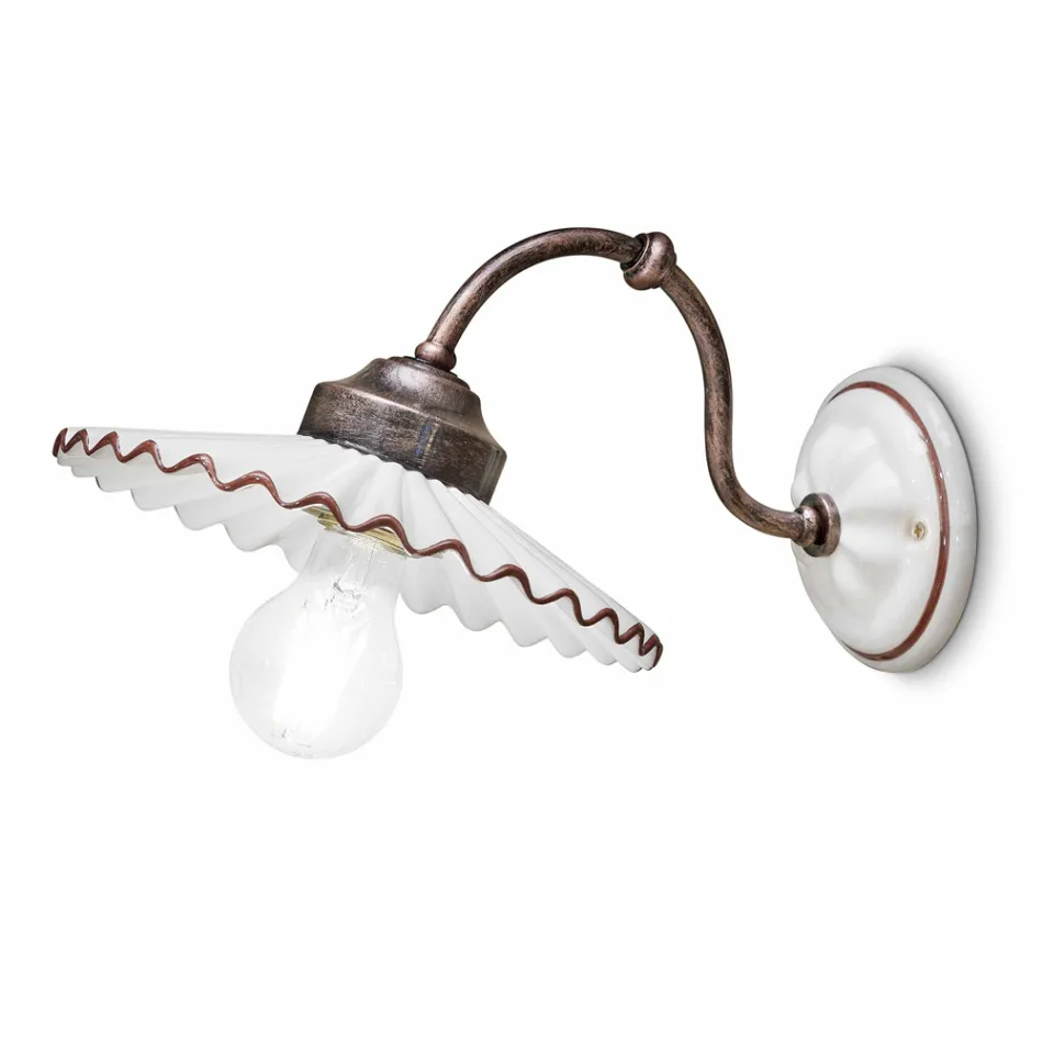 Sconce murale qeramike fshatar bërë në Itali nga Ferroluce Viadurini