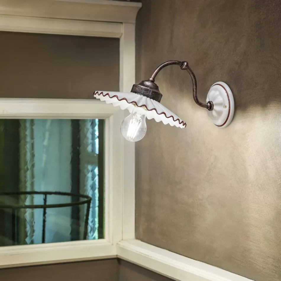 Sconce murale qeramike fshatar bërë në Itali nga Ferroluce Viadurini