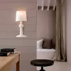 Llambë muri në qeramike të lyer me ngjyra dhe abazhur në liri të bardhë - Kadabra Viadurini