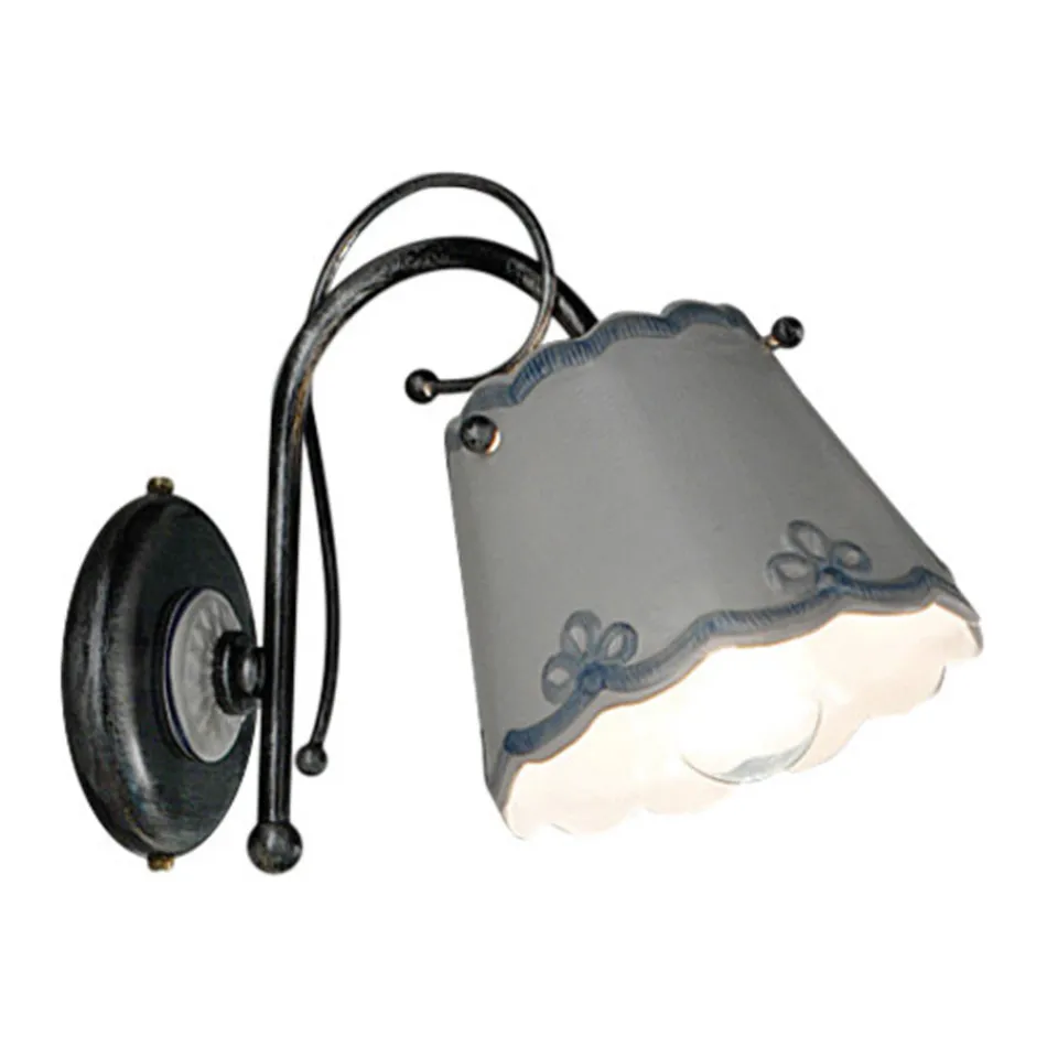 Shkallë muri me efekt qëndisje të pikturuar me dorë prej hekuri dhe qeramike - Ravenna Viadurini