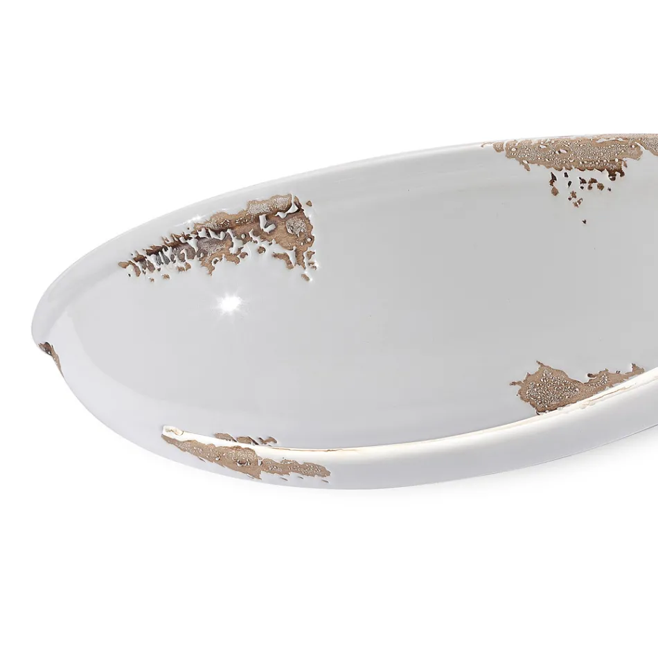 Tavolinë muri gjysmëhëne me 2 drita në qeramikë të dekoruar me dorë - Trieste Viadurini