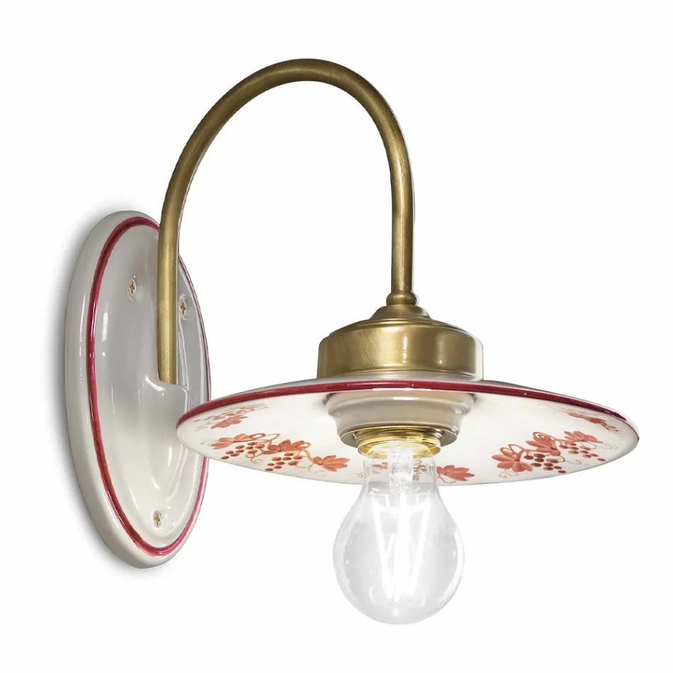 Drita muri me dizajn të cilësisë së mirë në hekur dhe qeramikë e lyer me dorë - Asti Viadurini