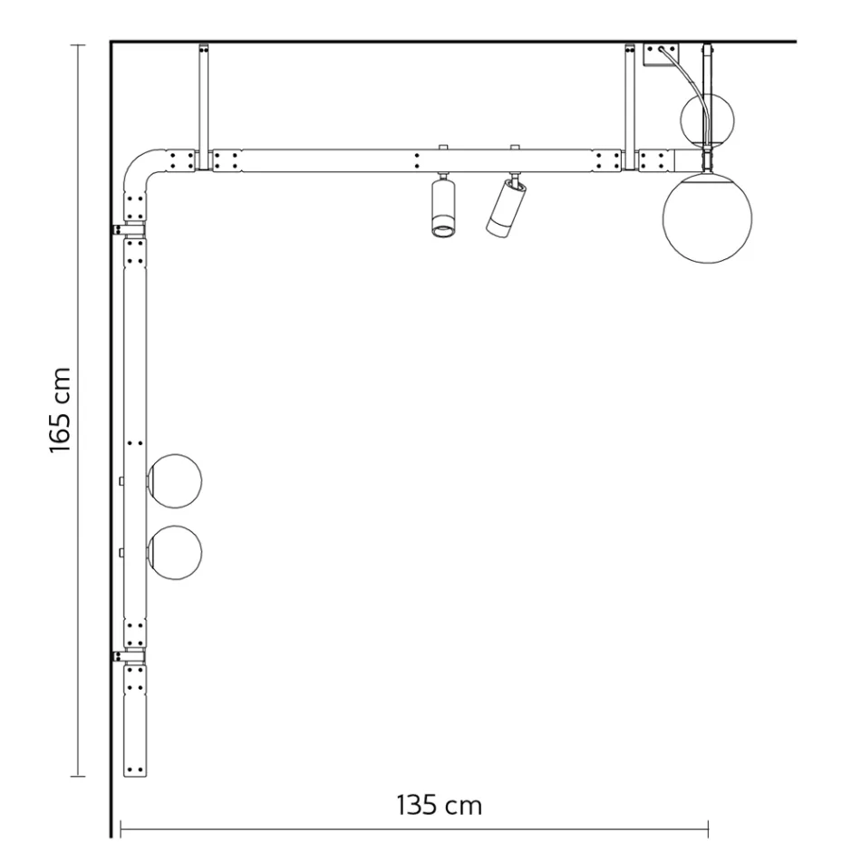 Dizajni i llambës muri në alumin e zi me sfera dhe ndriçues - Exodus Viadurini