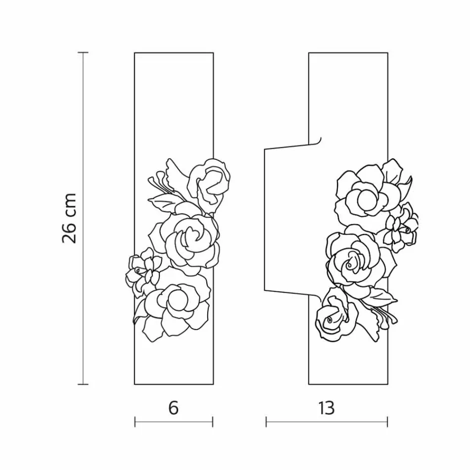 Sconce Wall në Qeramikë të Bardhë Matt me Lule Dekorative - Revolucioni Viadurini