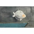 Sconce Wall në Dizajn Qeramike të Bardhë Matt me Peshq të Dekoruar - Peshk Viadurini