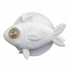 Sconce Wall në Dizajn Qeramike të Bardhë Matt me Peshq të Dekoruar - Peshk Viadurini