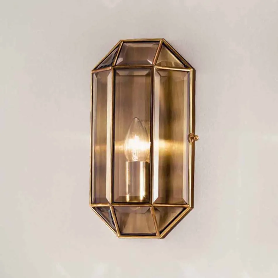 Llambë muri e punuar me dorë në dritë prej xhami dhe bronzi 1 ose 2 drita - Lidhur nga Il Fanale Viadurini