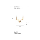 Llamba Muri Klasike 2 Drita në Xham dhe Metal Rigaton të punuar me dorë - Fievole Viadurini