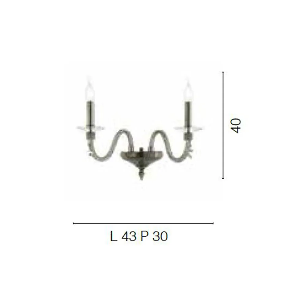 Llambë Muri klasike 2 Drita në Xham të Fryrë dhe Detaje të Punuara me Dore - Phaedra Viadurini