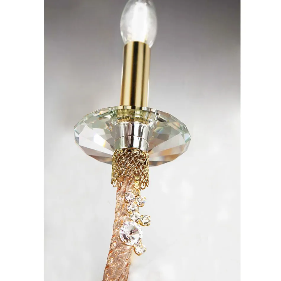 Llambë Muri klasike 2 Drita në Xham të Fryrë dhe Detaje të Punuara me Dore - Phaedra Viadurini