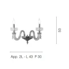 Llamba klasike e murit me 2 drita Xham luksoz i punuar me dorë Prodhuar në Itali - I kripur Viadurini