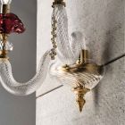 Llamba klasike e murit me 2 drita xham të fryrë dhe detaje me lule - Bluminda Viadurini