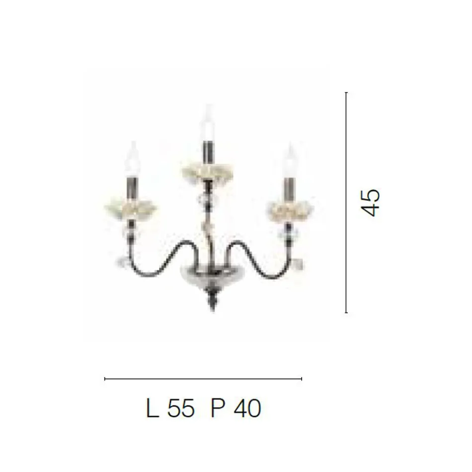Llamba muri klasike 3 drita në porcelan dhe xham luksoz - Eteria Viadurini