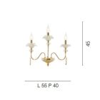Llambë muri klasike 3 dritash në xhami, kristal dhe metal luksoz - Flanders Viadurini
