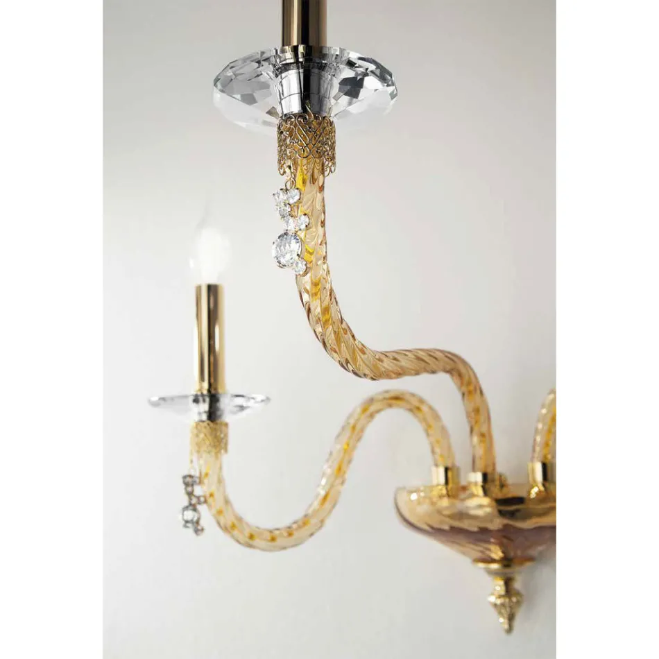 Llamba muri klasike 3 drita në xham të fryrë dhe detaje të punuara me dorë - Phaedra Viadurini