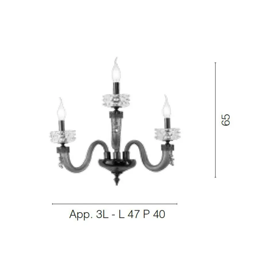 Llamba klasike e murit 3 Drita Xham luksoz i punuar me dorë Prodhuar në Itali - I kripur Viadurini