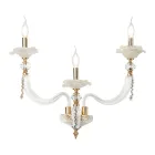 Llamba klasike e murit me 3 drita xham të fryrë dhe detaje me lule - Bluminda Viadurini