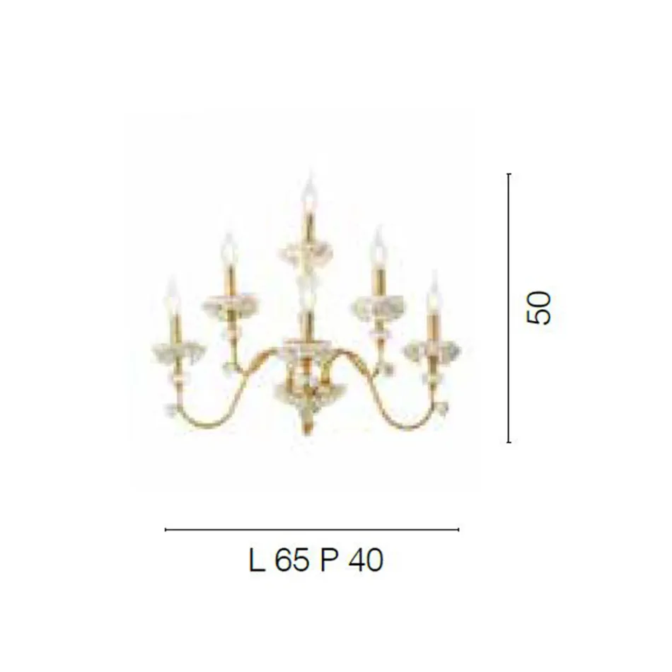 Llamba Muri Klasike 6 Drita në Porcelan dhe Xham Luksoz - Eteria Viadurini