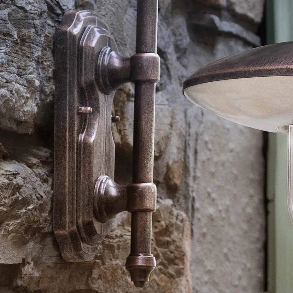 Llambë muri për natyrë në alumin e zi dhe lule të lyera me dorë - Latina Viadurini