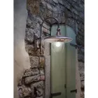 Llamba muri e jashtme në alumin e zi dhe lule të lyera me dorë - Latina Viadurini