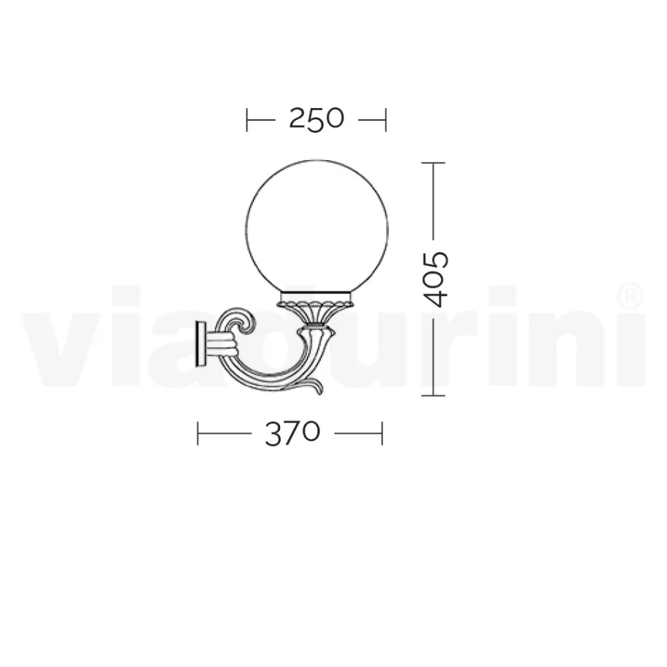 Llambë muri të jashtme në sferë alumini të derdhur dhe akrilik - Trovanero Viadurini