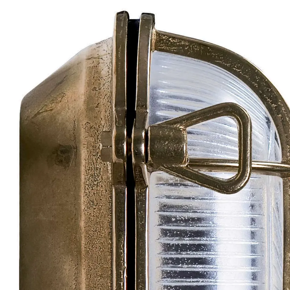 Llambë Muri e Jashtme prej Tunxhi Vintage me Xham Opal/Transparent - Siren Viadurini