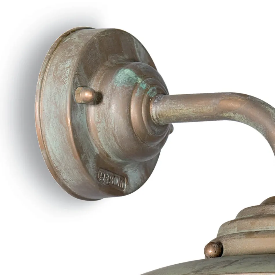 Llambë Muri e Jashtme prej Tunxhi Vintage, Xham i Transparent - Elfico Viadurini