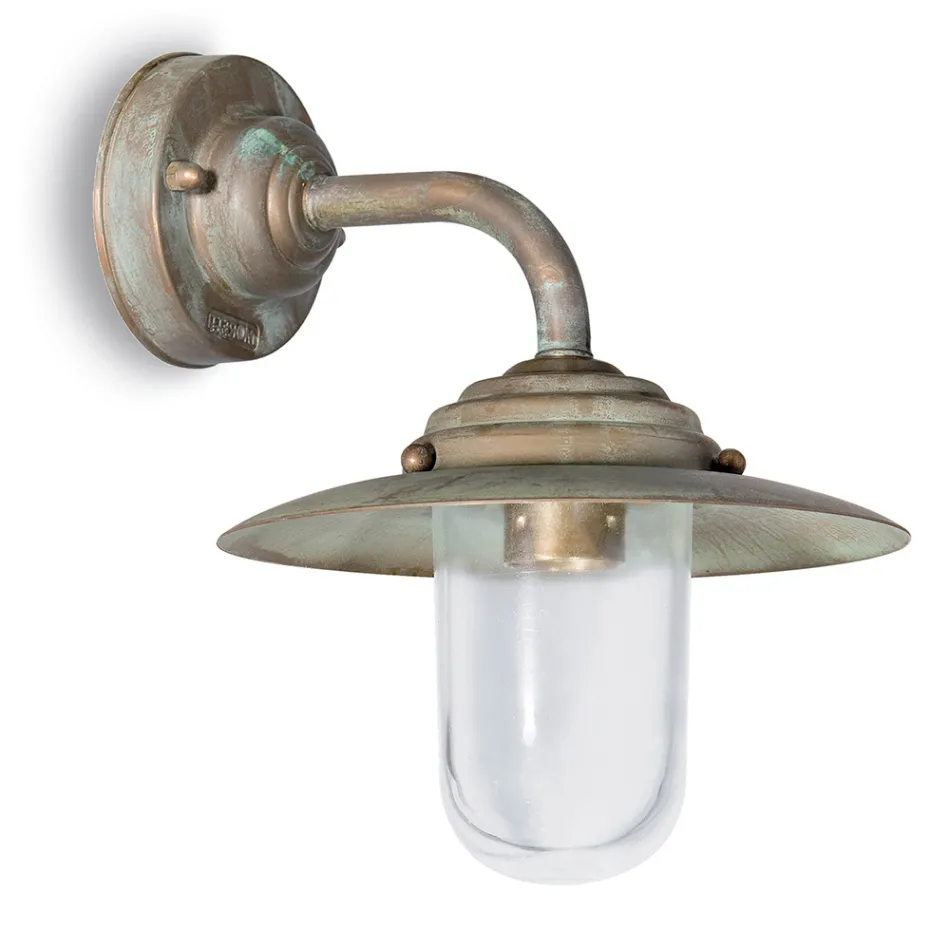 Llambë Muri e Jashtme prej Tunxhi Vintage, Xham i Transparent - Elfico Viadurini