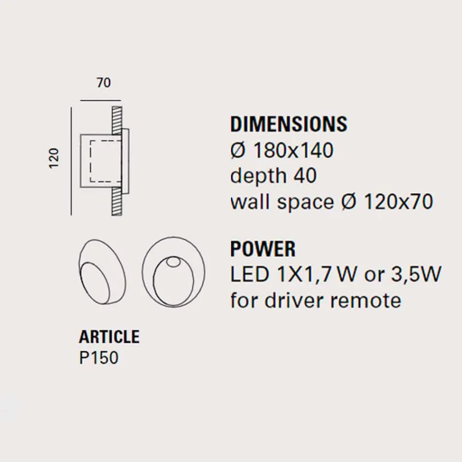 Llambë muri ovale në natyrë, në terrakota me ngjyrë Oval - Toscot Viadurini