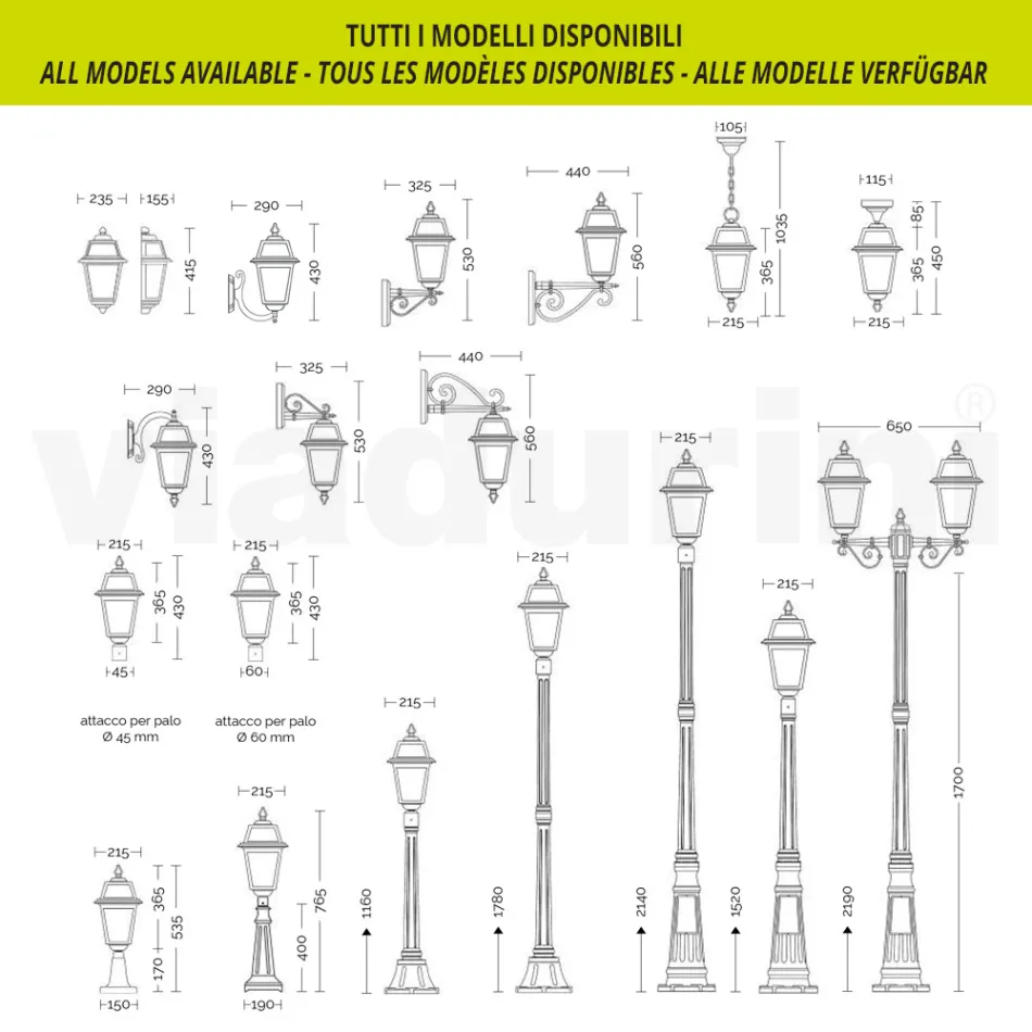 Drita e jashtme e murit nga alumini antracit dhe qelqi Prodhuar në Itali - Elric Viadurini