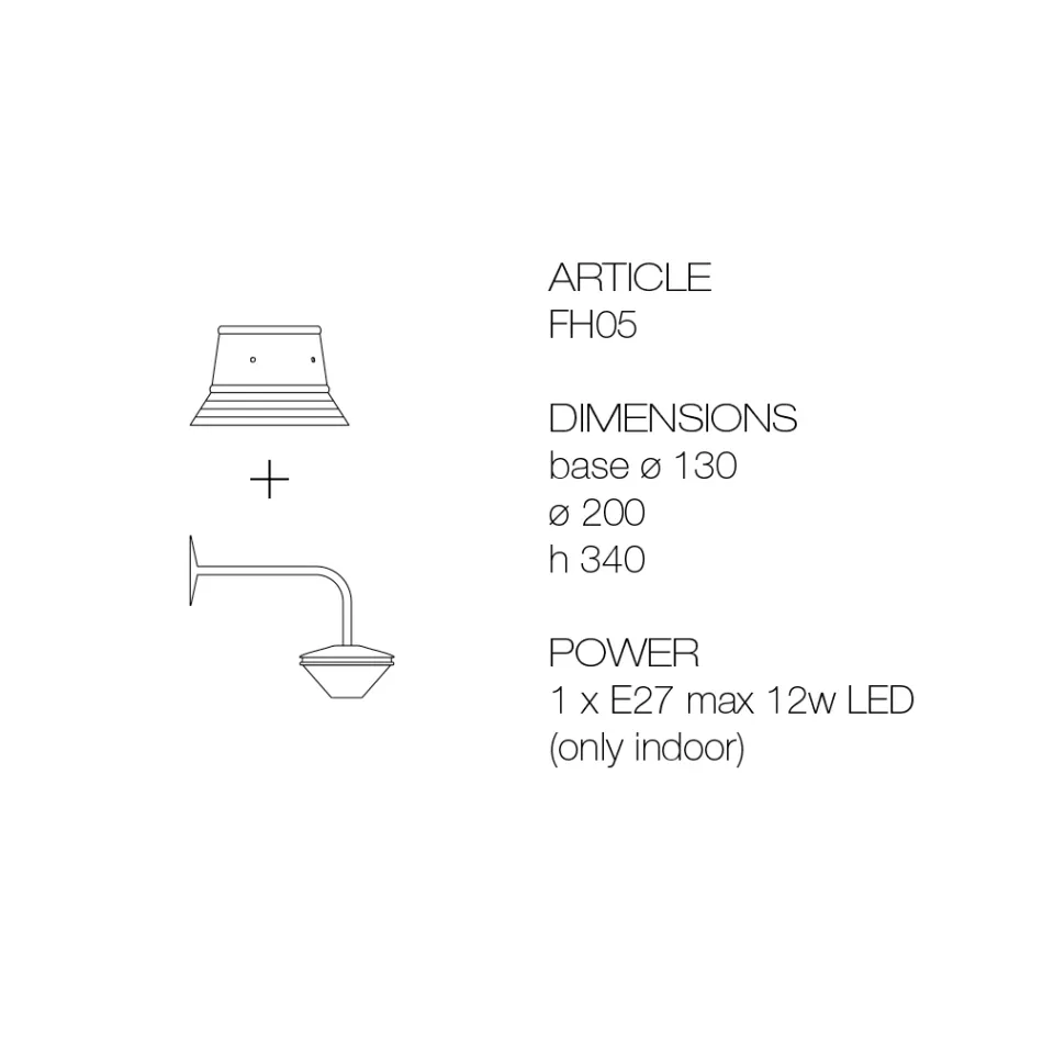 Llambë muri në alumin dhe poliestër e prodhuar në Itali - kryqëzim Toskot Viadurini