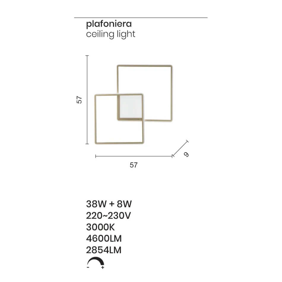 Moderne - Drita e murit metalike formale e lyer me ar me LED Viadurini