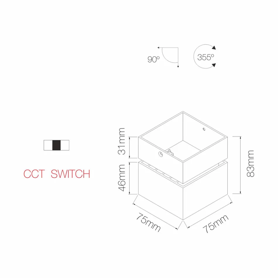 Llambë muri dekorative Led në alumin të bardhë ose të zi për të brendshme - Vernon Viadurini