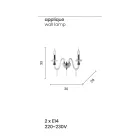 Llambë muri me dizajn klasik me 2 drita në xham krom të punuar me dorë - Similo Viadurini