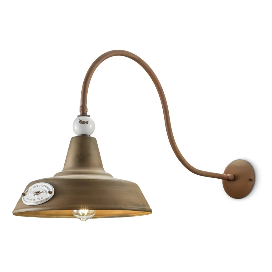 Llambë muri me dizajn industrial në hekur dhe qeramikë të punuar me dorë - Grunge Viadurini