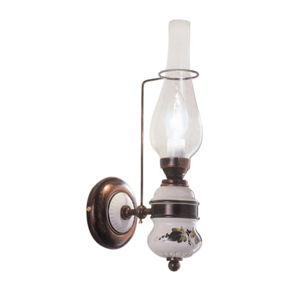 Llambë muri me dizajn të cilësisë së mirë në dekor me hekur dhe qeramikë të lyer me dorë - Pompei Viadurini