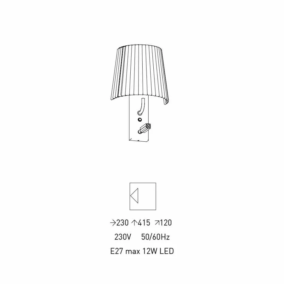 Dizajni llambë muri me strukturë në metal të zi dhe organza prodhuar në Itali - Boom Viadurini