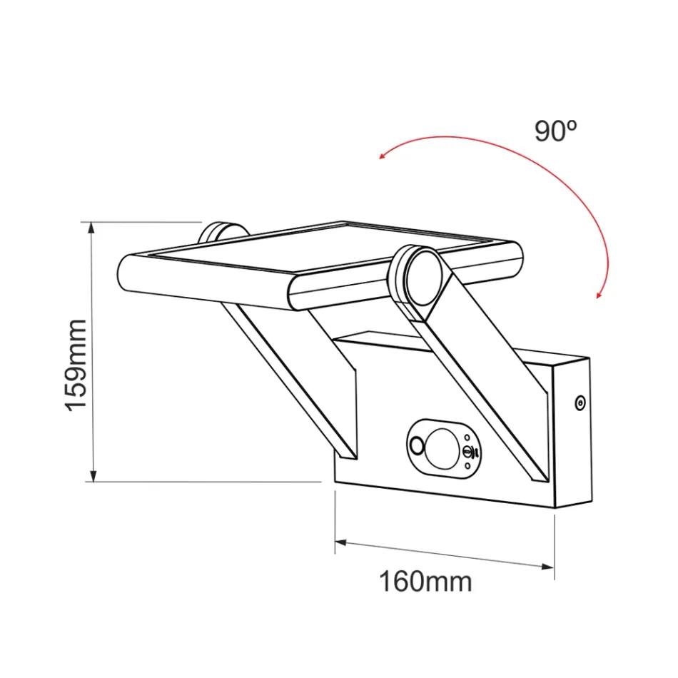 Llambë muri Solar Led Spotlight në alumin të bardhë ose të zi me sensor - Hugo Viadurini