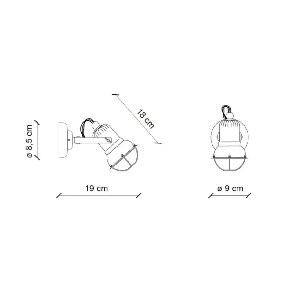 Applique Spotlight Stil Industrial I punuar me dorë në Hekur dhe Qeramikë - Loft Viadurini