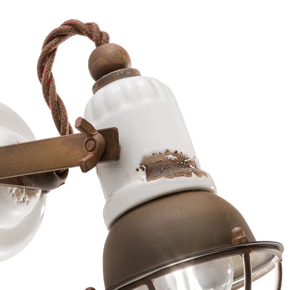 Applique Spotlight Stil Industrial I punuar me dorë në Hekur dhe Qeramikë - Loft Viadurini