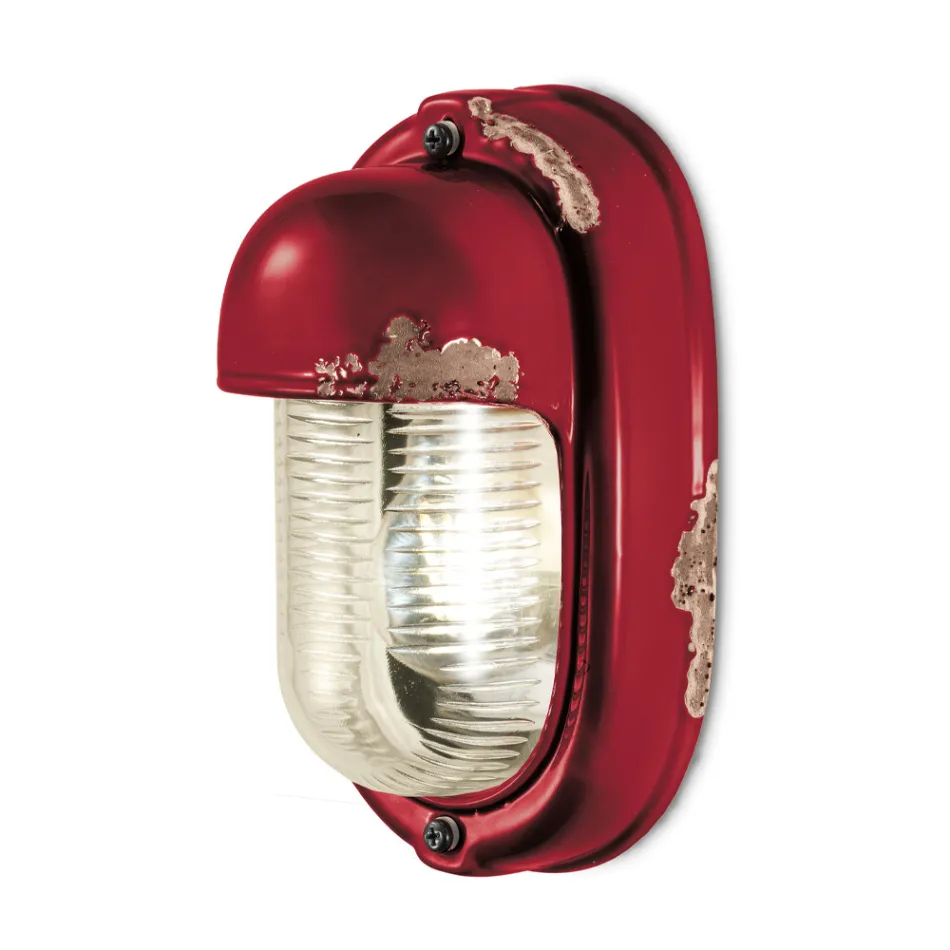 Llamba muri e punuar me dore qeramike dhe hekur Industrial vertikal - Vintage Viadurini