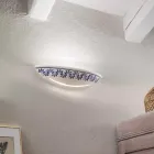 Llamba muri prej qeramike artizanale dhe dekorime blu te lyera me dore - Trieste Viadurini