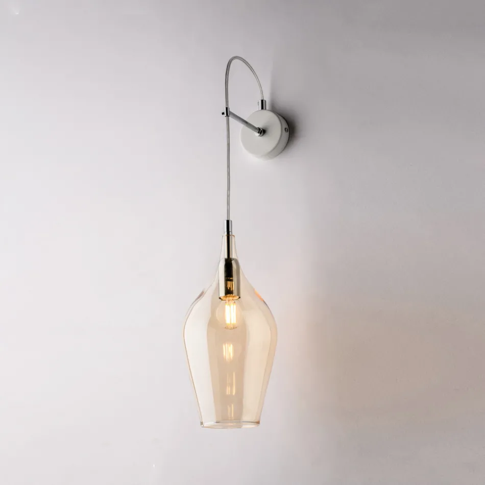 Llambë Muri prej Hekuri me Xham Pyrex të Prodhuar në Itali për Dekorim të Brendshëm - Sparta Viadurini