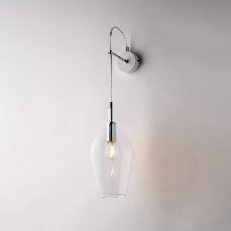 Llambë Muri prej Hekuri me Xham Pyrex të Prodhuar në Itali për Dekorim të Brendshëm - Sparta Viadurini