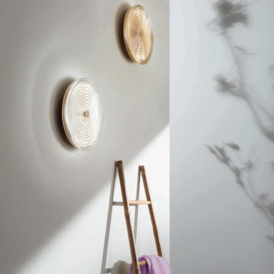 Llambë muri në metal dhe xhami të lyer e zbukuruar me linja koncentrike - Hackberry Viadurini