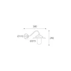 Llambë Muri e Jashtme prej Tunxhi Vintage, Xham i Transparent IP44 - Elfico Viadurini