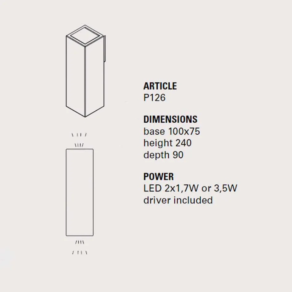 Smith - dritë muri LED në dritën Toscot në hartimin e enës prej balte H 24 cm Viadurini