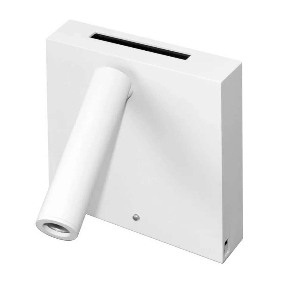 Llambë muri dekorative Led në ngjyrë alumini të bardhë ose të zezë me porte USB - Paola Viadurini