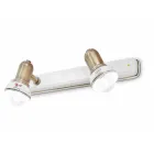 Llambë muri lineare me 2 ndriçues në tunxh dhe qeramikë e lyer me dorë - Savona Viadurini