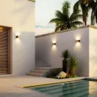 Dritë muri drejtkëndëshe në bakër dhe LED Prodhuar në Itali - Shembull Viadurini